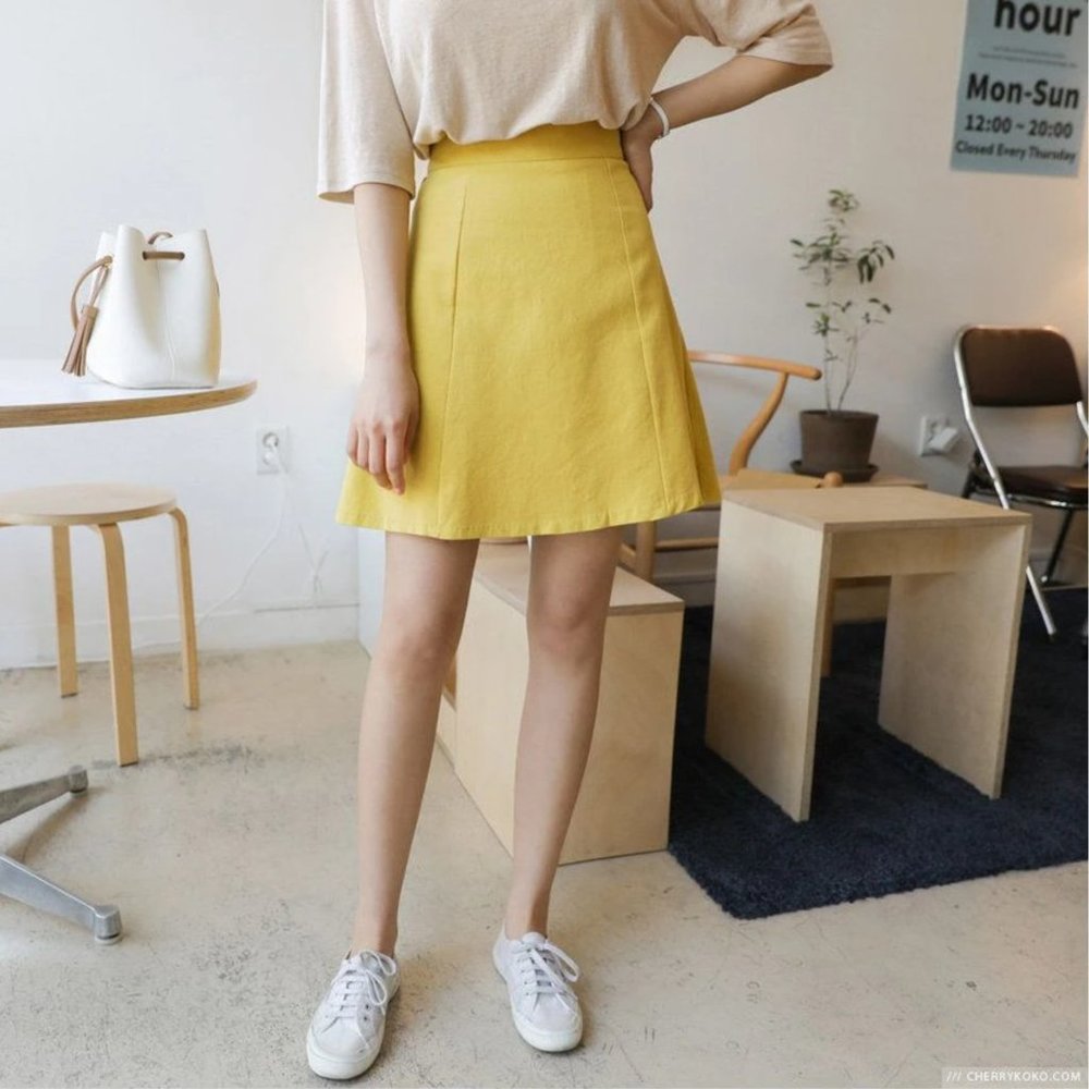 ***FREE SHIPPING***KOREAN BRAND CHERRYKOKO PANELED A-LINE MINI SKIRT